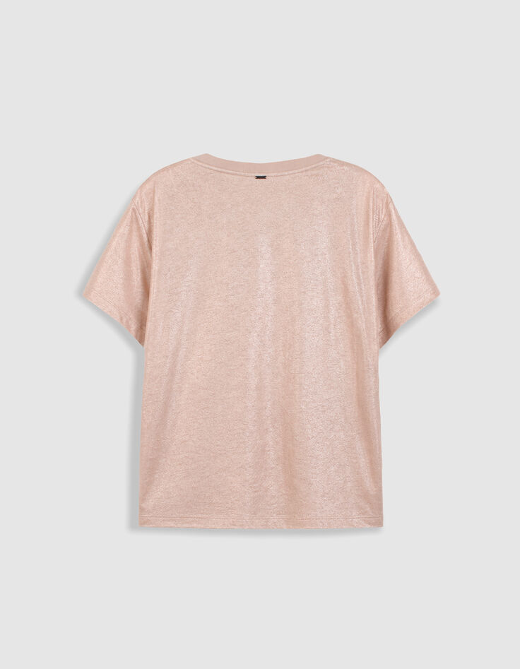 Tee-shirt col V beige dor&eacute; Femme-7