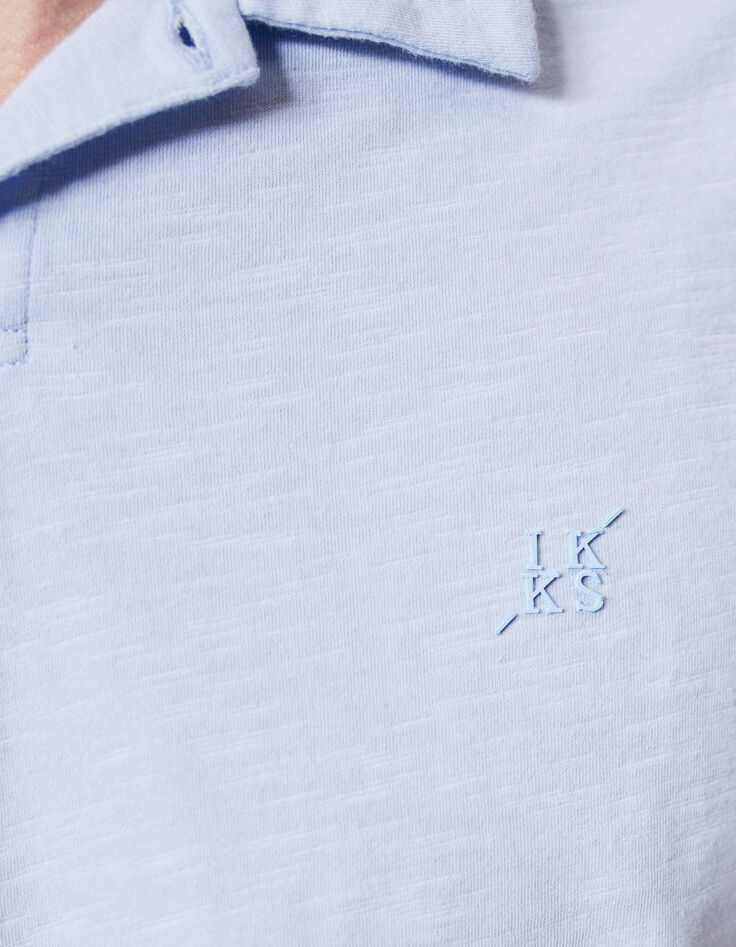 Men&rsquo;s sky blue slub short sleeve polo shirt-4