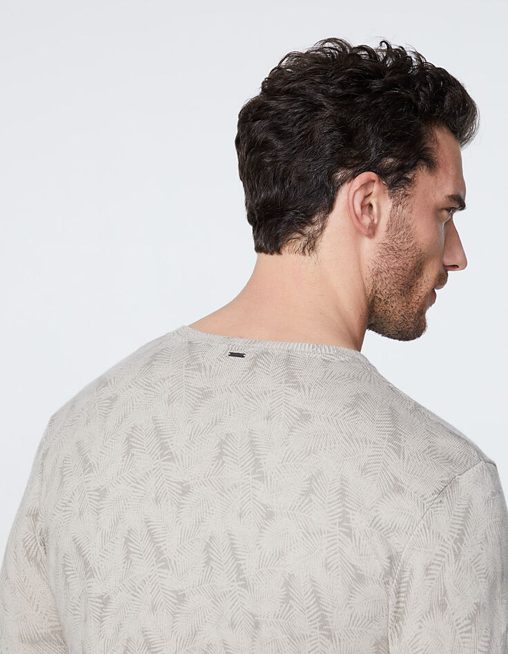 Pull vison tricot fin imprimé feuillage Homme-5 Pull vison tricot fin imprimé feuillage Homme-5