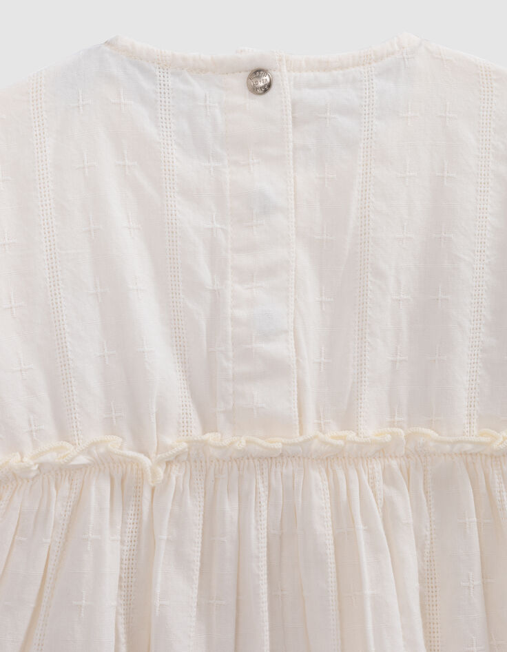 Ecru Kleid mit Stick, Windelhöschen, Babymädchen-7