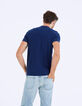 Polo indigo en coton relief&eacute; Homme-3