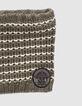 Snood kaki tricot rayé blanc garçon-2