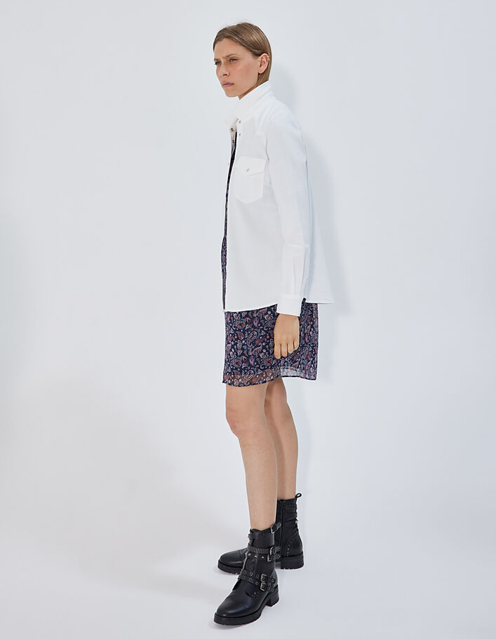 Rechte voile jurk met metallic paisleyprint-7