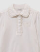 Ecru T-shirt geborduurde strik details kant meisjes-2