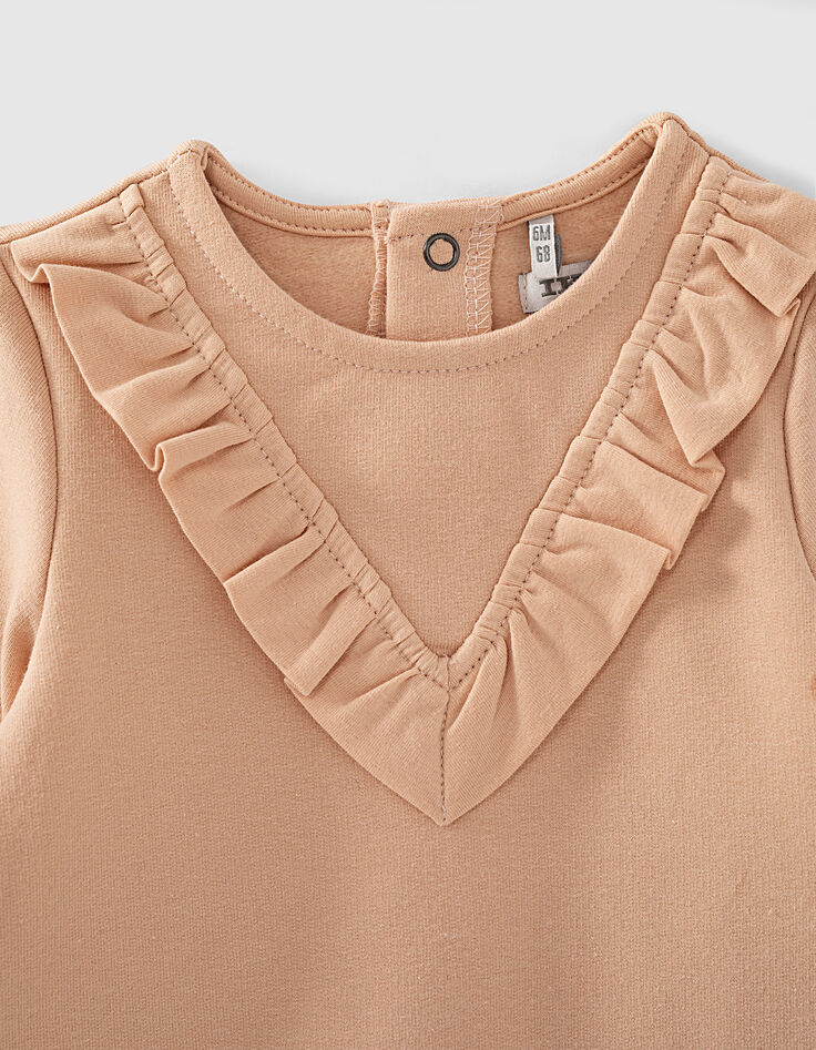 Ensemble sweat rose poudré et leggings gris bébé fille-2