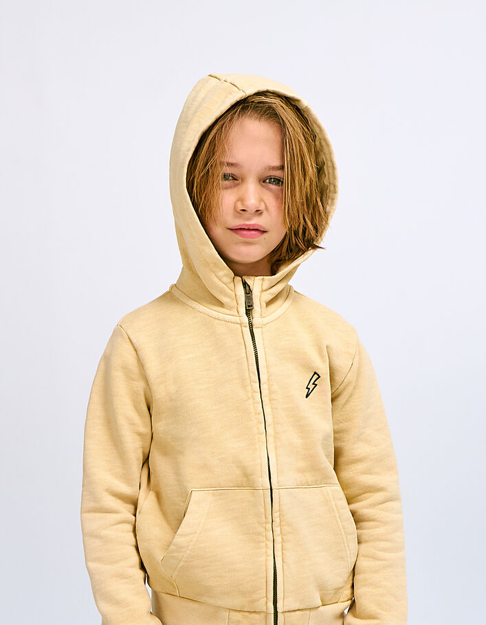 Boys’ wheat sweatshirt fabric embroidered hooded cardigan - IKKS