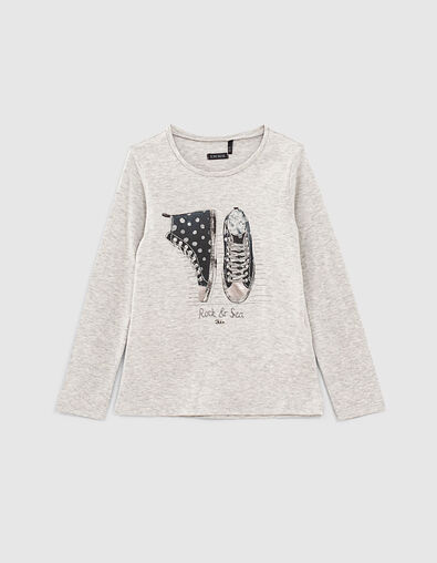 Tee-shirt gris visuel baskets fille - IKKS