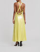 Women’s yellow lamé backless long dress-4