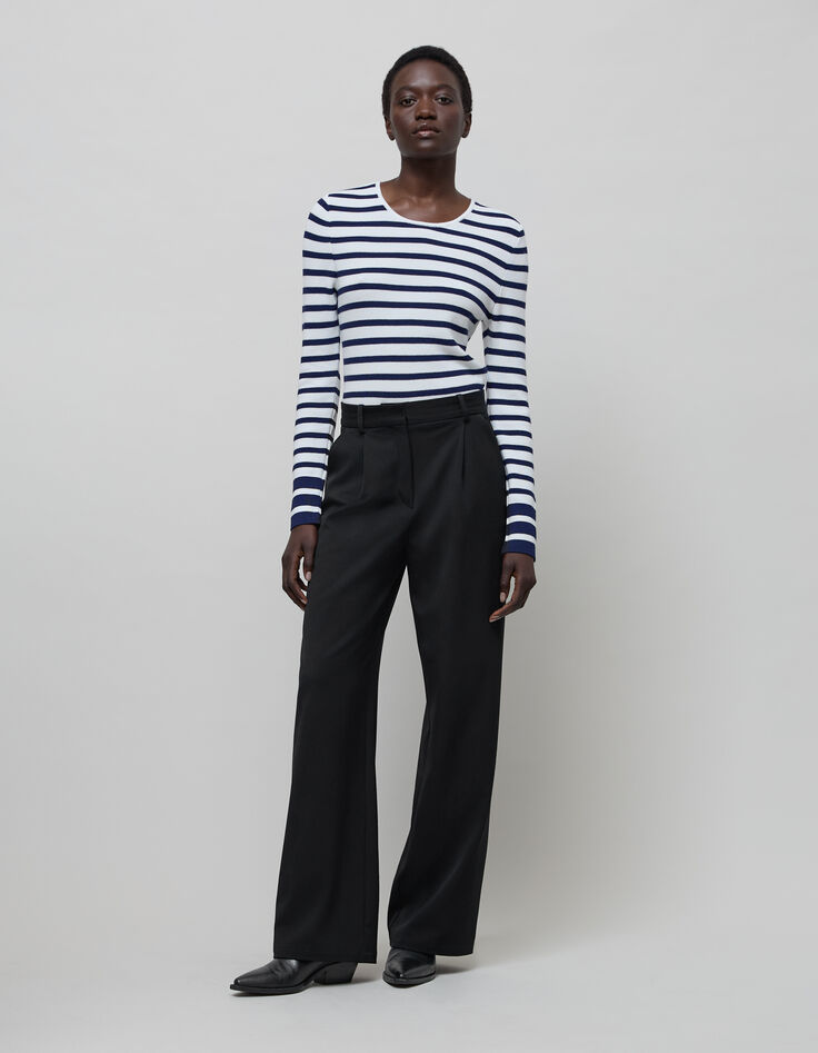 Schwarze Hose mit weitem Bein für Damen-1