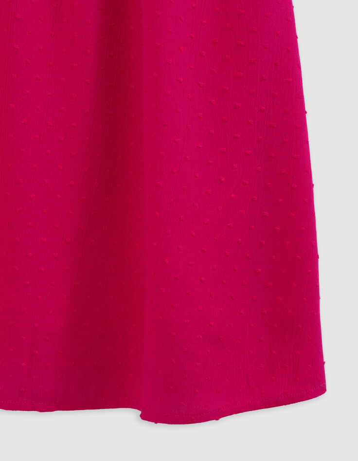 Vestido rosa vivo tejido gofrado plumetis niña-7