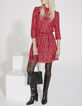 Women’s heart print short dress with ruffles and lace-6