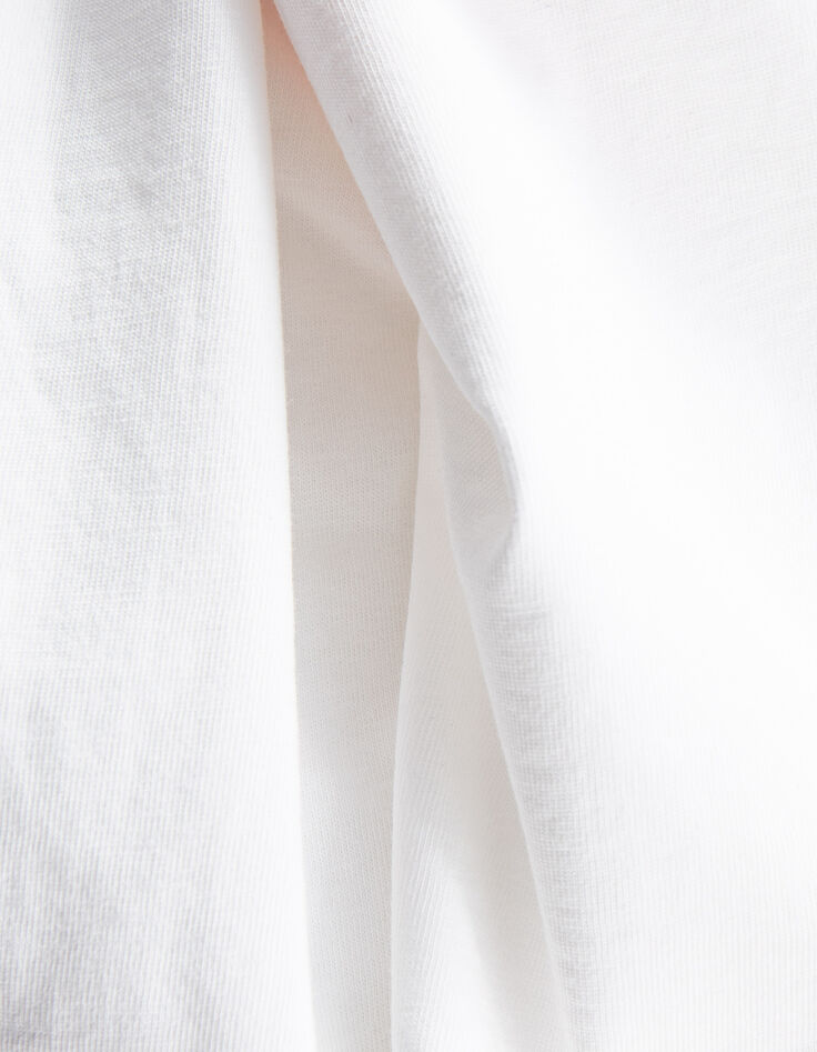 T-shirt blanc cass&eacute; visuel soleil rose fille-5