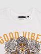 White Good Vibes Print T-shirt for Boys-4