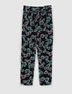 Vloeiende zwarte broek maxi bloemen riem Dames-5