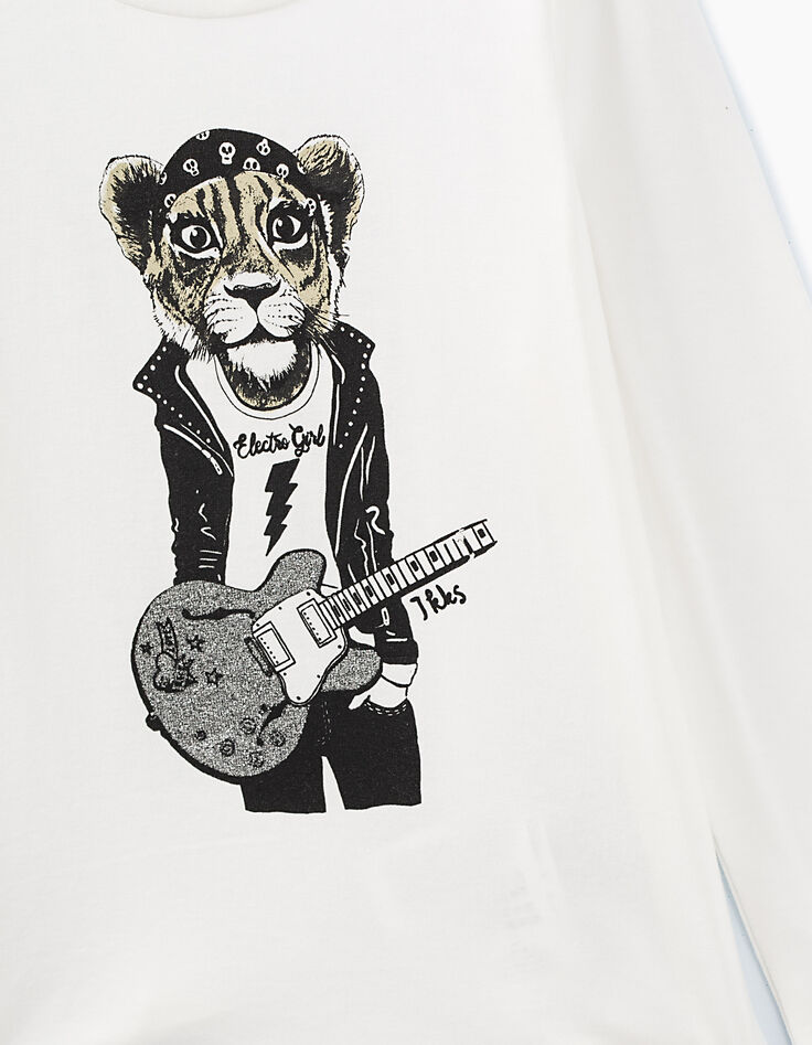 Girls' off-white tiger-guitarist graphic T-shirt-2