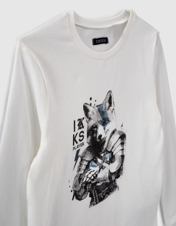 T-shirt blanc cassé visuel renard-chevalier garçon-6