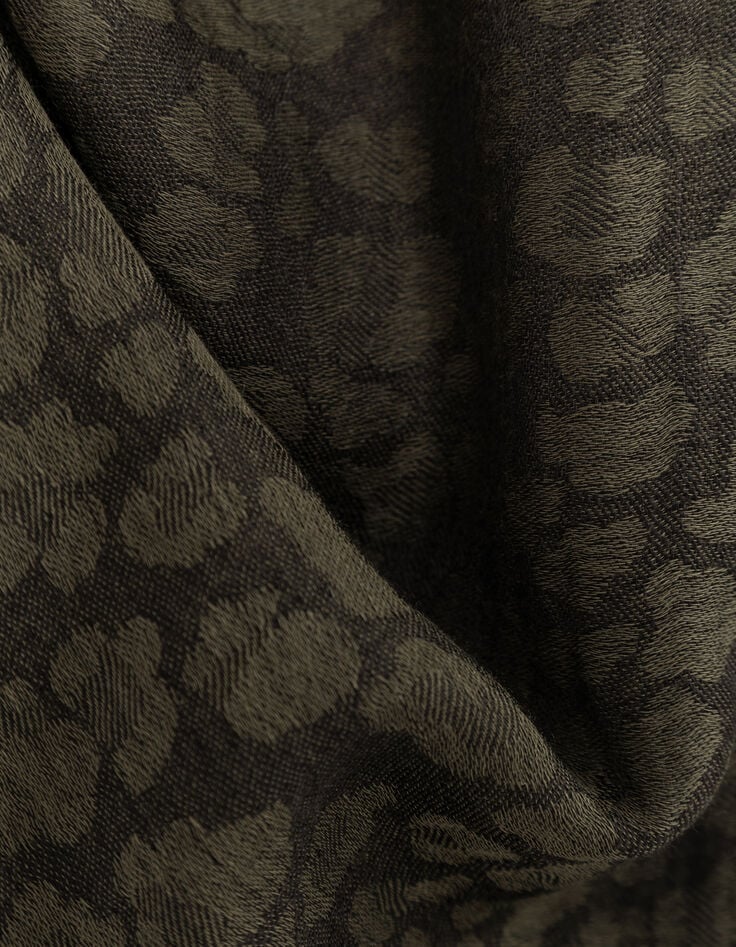 Fular caqui oscuro jacquard leopardo hombre-5