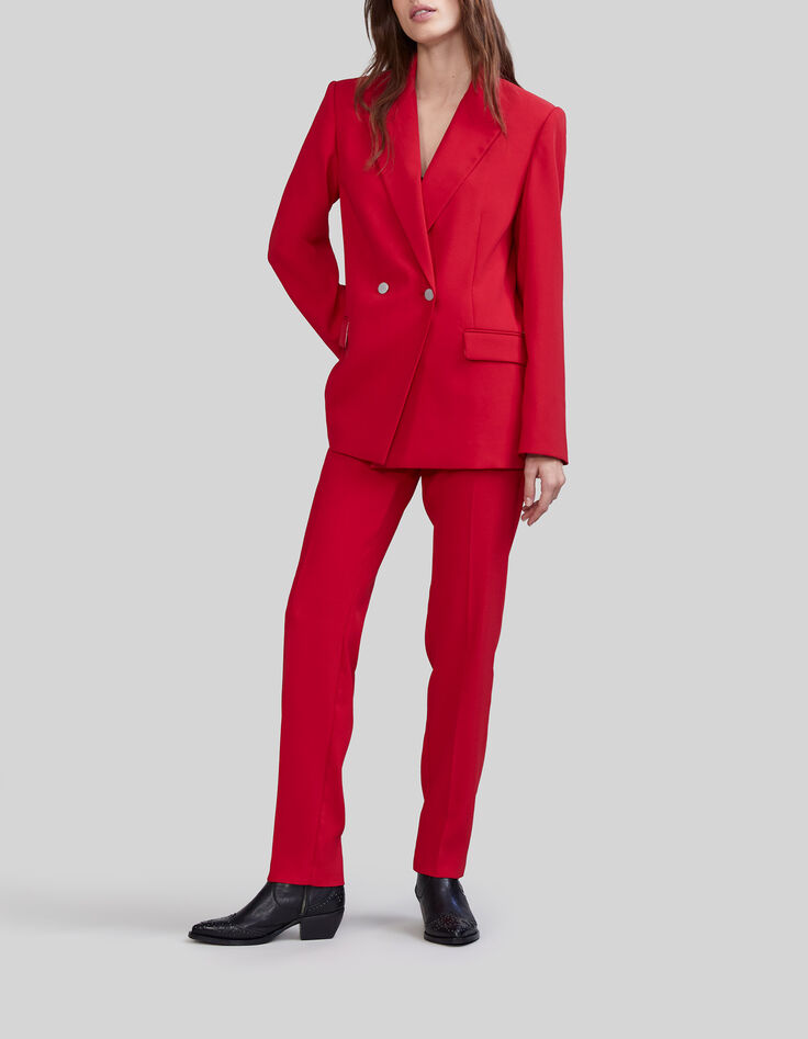 Women's poppy red suit trousers-1
