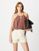 Top sans manches loose bordeaux gaze de coton Femme-3