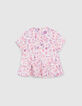 Girls' off-white blouse with violet flower print-3