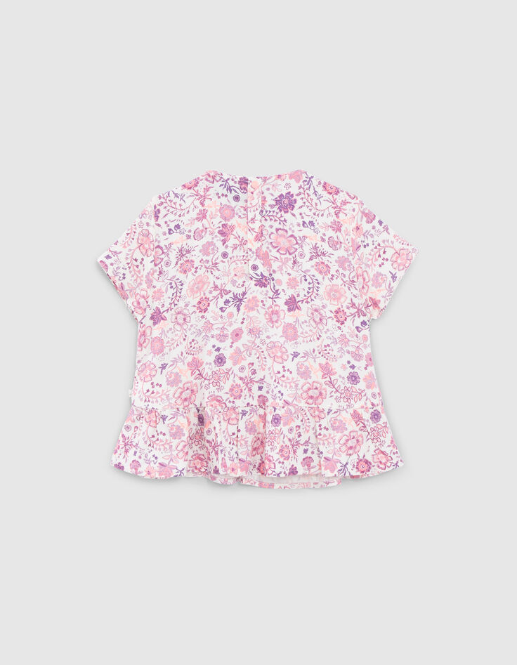 Girls' off-white blouse with violet flower print-3