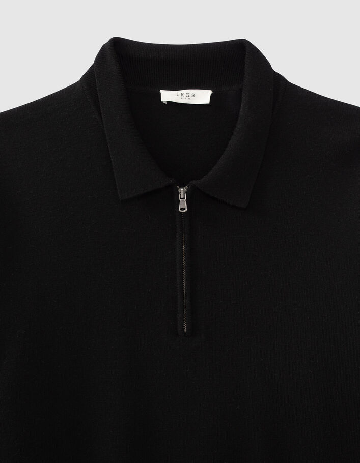 Schwarzes Herrenpoloshirt aus Mischgewebe mit Interlock-4