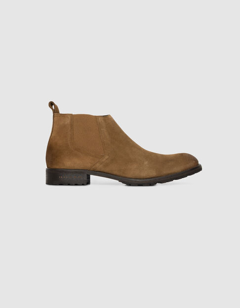 Chelsea boots marron cuir velours tige basse Homme - IKKS