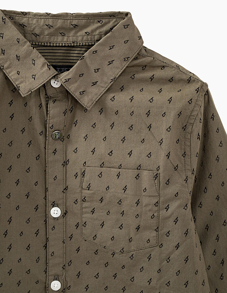Chemise kaki moyen imprimé éclairs garçon-3