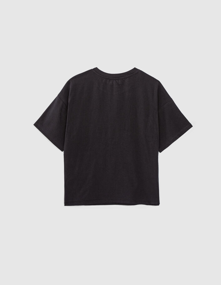 Girls' black T-shirt with XL slogan - IKKS