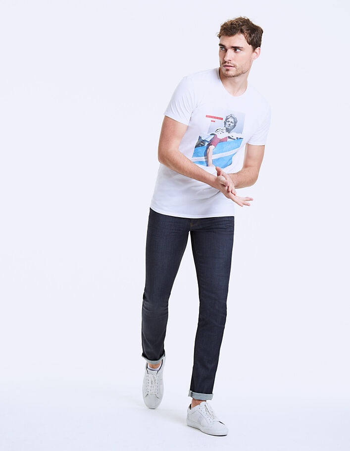 Weißes Herren-T-Shirt mit Surferstatue - IKKS