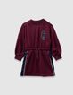 Robe bordeaux esprit sport bandes côtés fille-3