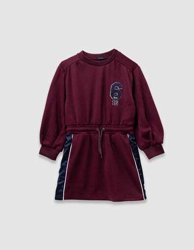 Girls&rsquo; burgundy dress with sporty side bands - IKKS