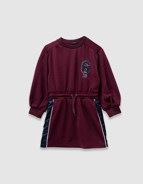 Girls&rsquo; burgundy dress with sporty side bands - IKKS