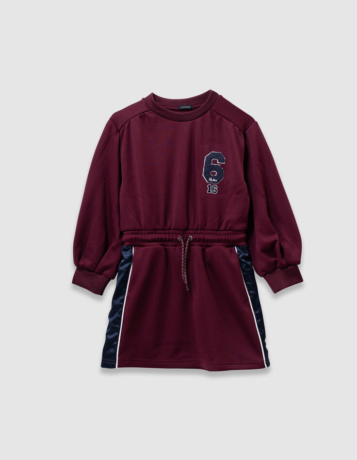 Robe bordeaux esprit sport bandes côtés fille-3