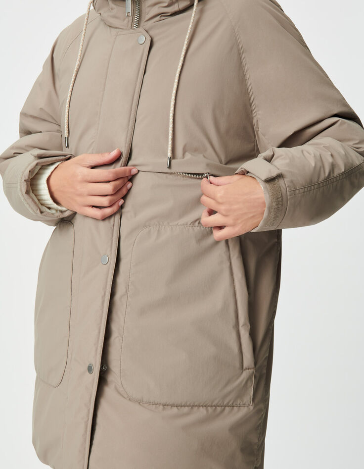 Plumas beige capucha forrado mujer-6