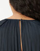 Marineblaues Kleid mit Crinkle-Drapierung für Damen-5