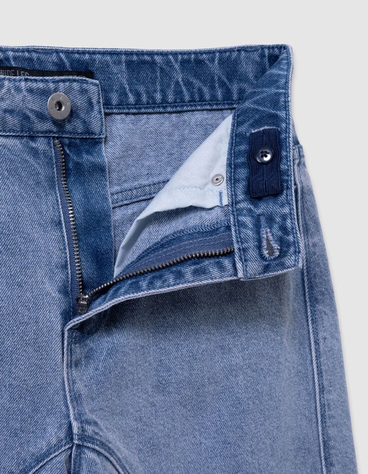 Large blue jeans with pink overdyed cut-outs for girl-4