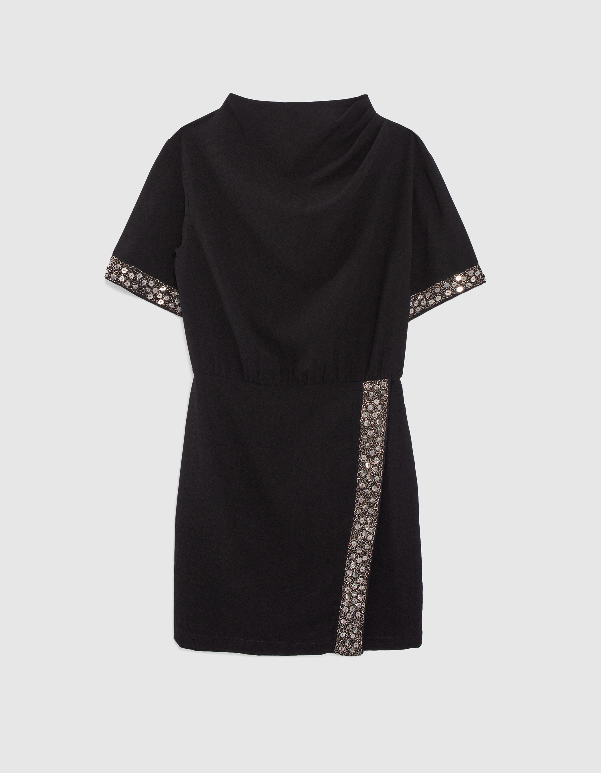 Robe noire decor perles et sequins Femme IKKS