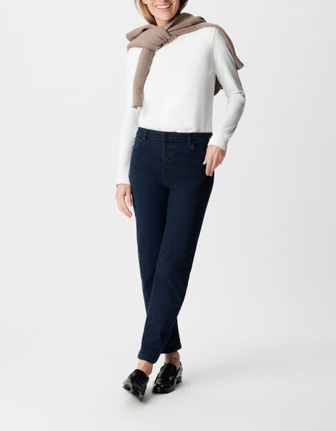 Women's straight dark blue powerstretch cropped jeans - IKKS