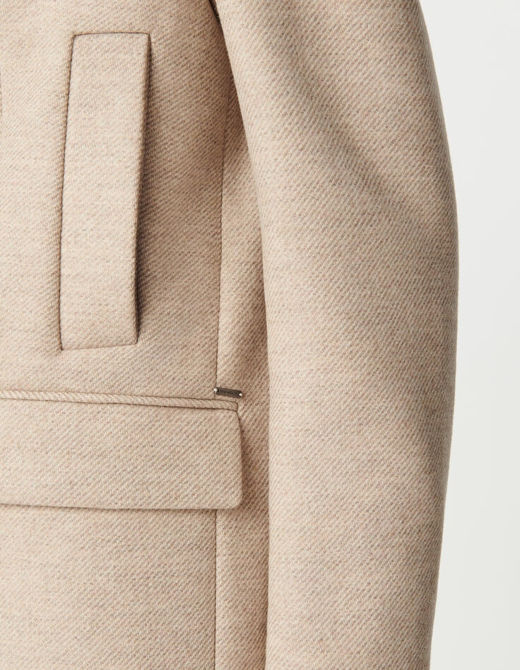 Straight sesame coat with rhinestone brooch Women-7