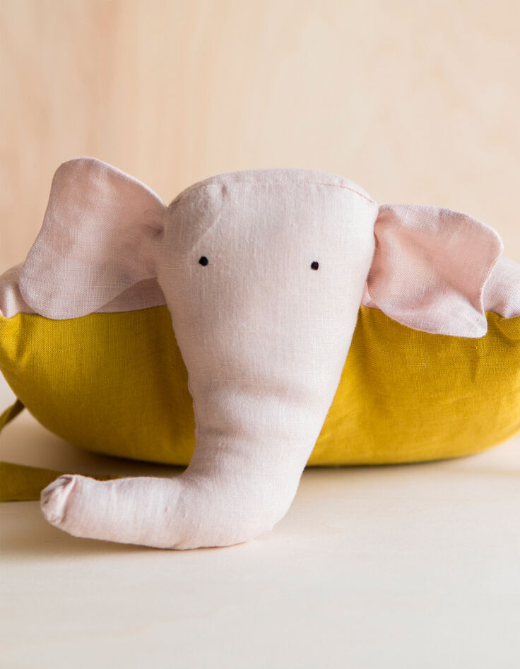 Coussin doudou rose et jaune lin lavé GABRIELLE PARIS-2 Coussin doudou rose et jaune lin lavé GABRIELLE PARIS-2