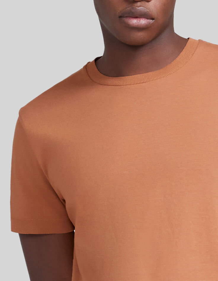 Cognackleurig T-shirt mix katoen-modal Heren-4