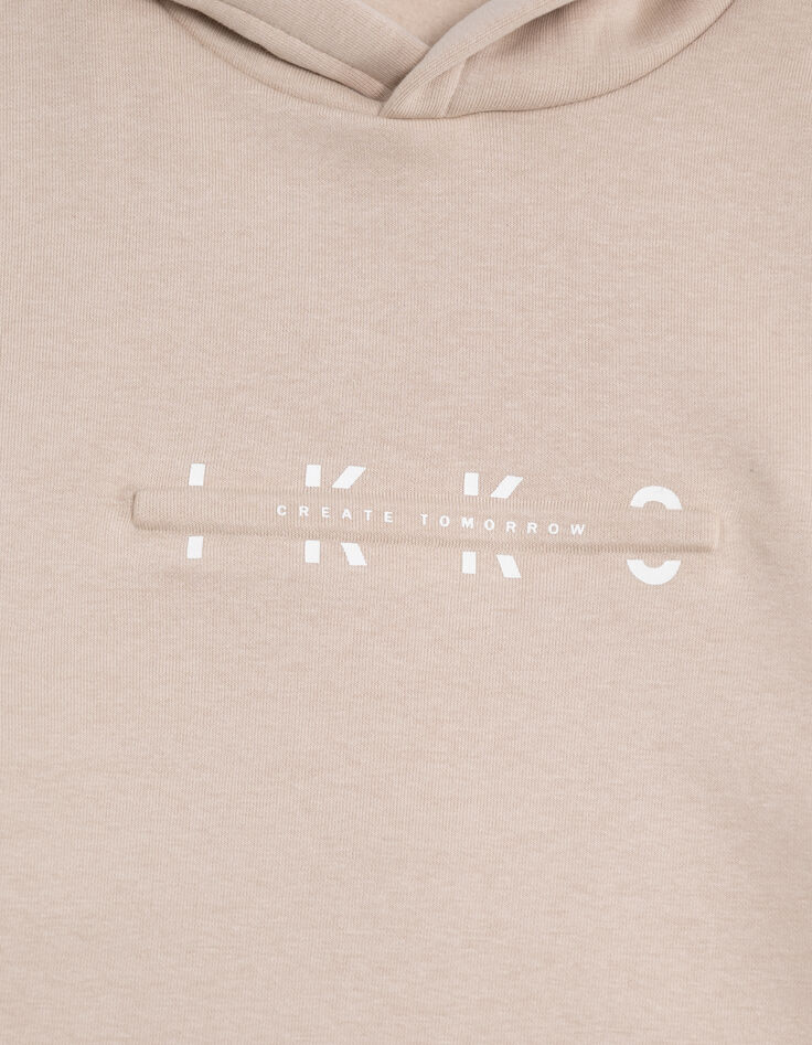 Sweat beige &agrave; capuche messages emboss&eacute;s gar&ccedil;on-5