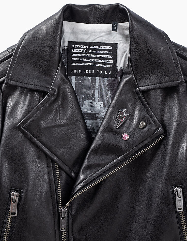 Veste noire esprit motard garçon-3 Veste noire esprit motard garçon-3