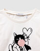 T-shirt manches longues écru super-chat fille-2