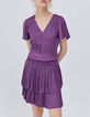 Korte violet jurk met volants micro-plissé Dames-2