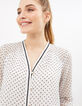Blusa blanco roto jacquard cuadritos negros I.Code-2
