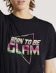 Tee-shirt noir en coton modal visuel pailleté femme-1