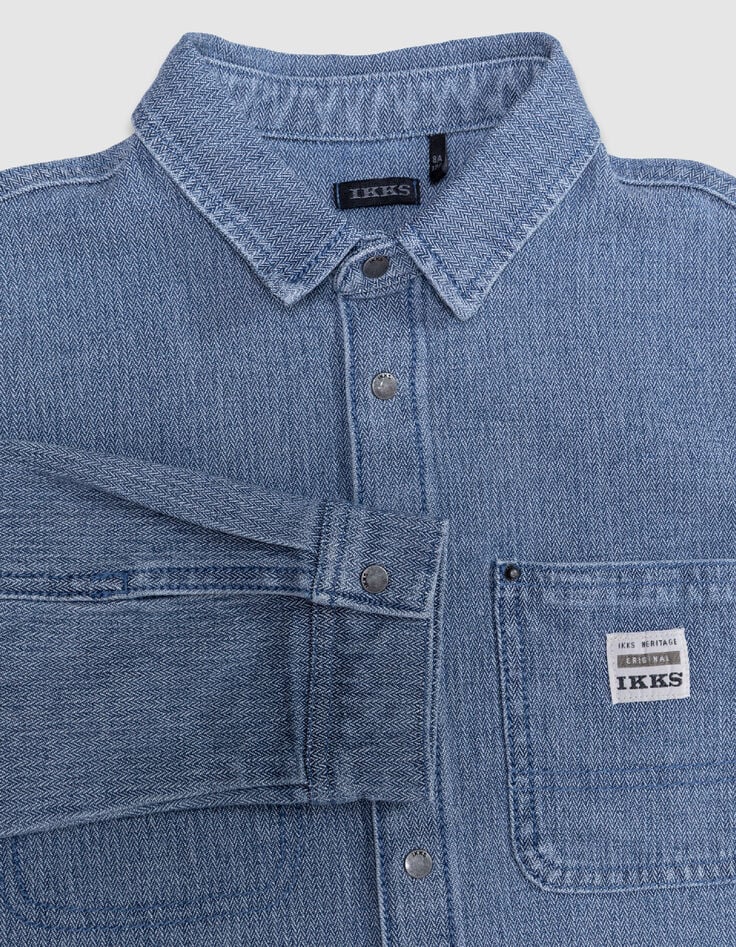 Blaues Jeanshemd mit Fransenrand f&uuml;r die Jungen-2