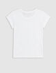 Camiseta blanca algodón diseño acuático purpurina niña-3